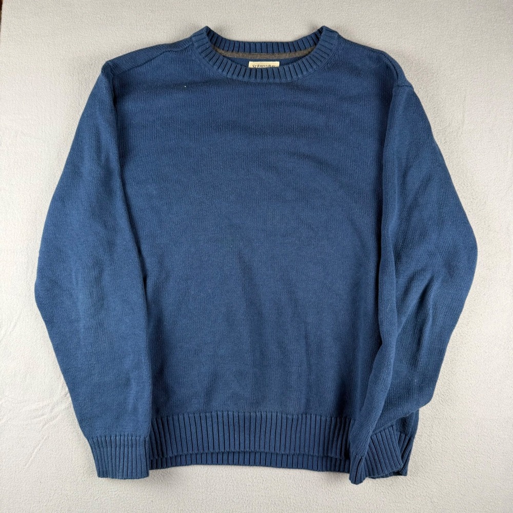 Vintage Y2K St. Johns Bay Sweater Mens XL Blue 100% Cotton Heavy Knit Grandpa